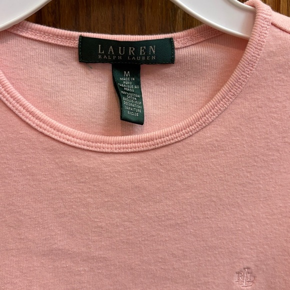 Lauren Ralph Lauren Short Sleeve Pink Crewneck Tee normcore preppy minimalist - Picture 2 of 6